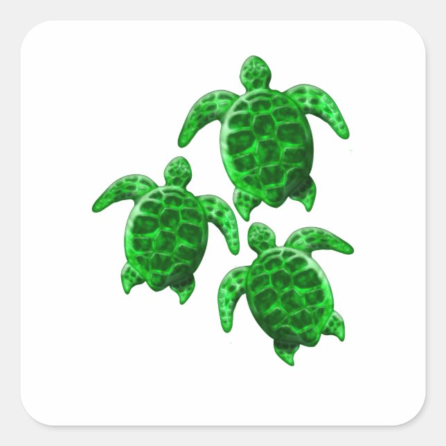 Green Sea Turtles Square Sticker (Front)