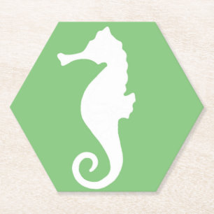 Green Seahorse Paper Coaster