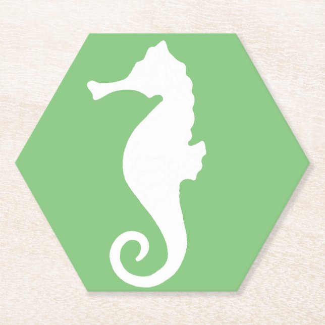 Green Seahorse Paper Coaster (Front)