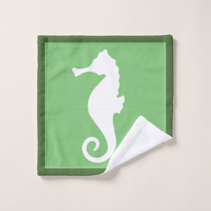 Green Seahorse Wash Cloth