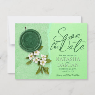 Green Seal Save the Wedding Date Invitation