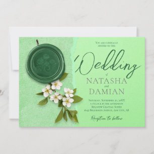 Green Seal Wedding Invitation