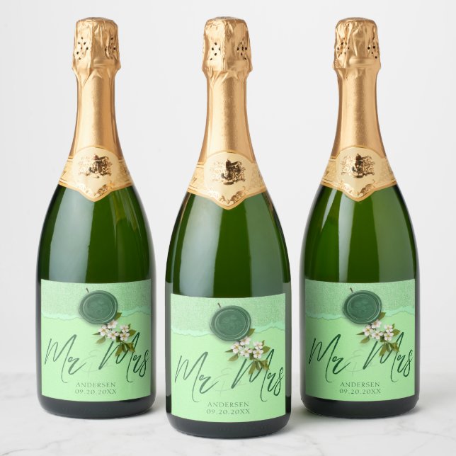 Green Seal Wedding Wine Label Sparkling Wine Labe (Bottles)