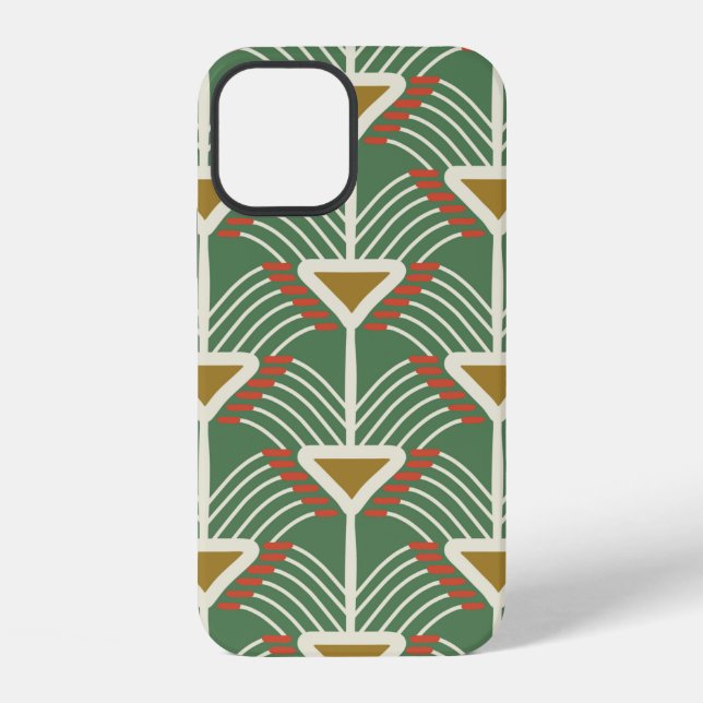 green seamless pattern with lines and geometry sha iPhone case (Back)