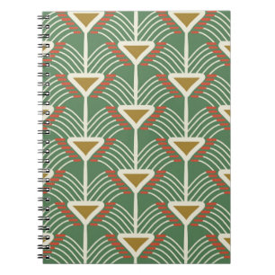 green seamless pattern with lines and geometry sha notebook
