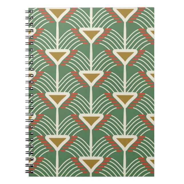 green seamless pattern with lines and geometry sha notebook (Front)