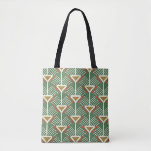 green seamless pattern with lines and geometry sha tote bag