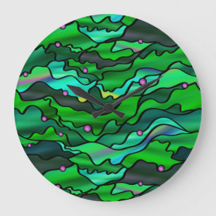 Green Seascape Abstract Large Clock