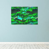 Green Seascape Organic Stained Glass Abstract Canvas Print (Insitu(Wood Floor))