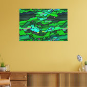 Green Seascape Organic Stained Glass Abstract Canvas Print (Insitu(LivingRoom))