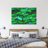 Green Seascape Organic Stained Glass Abstract Canvas Print (Insitu(Bedroom))