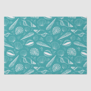 Green seashell nautical tissue paper