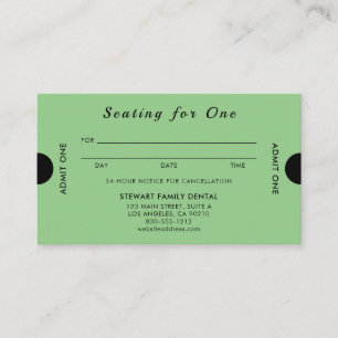 Green Seating for One Dental Appointment Card