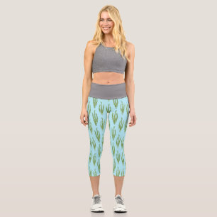 Green Seaweed Ocean Plants Nature Lover Blue Water Capri Leggings