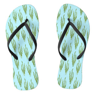 Green Seaweed Ocean Plants Nature Lover Blue Water Flip Flops