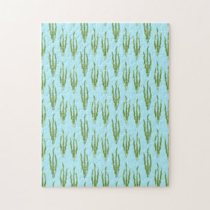 Green Seaweed Ocean Plants Nature Lover Blue Water Jigsaw Puzzle