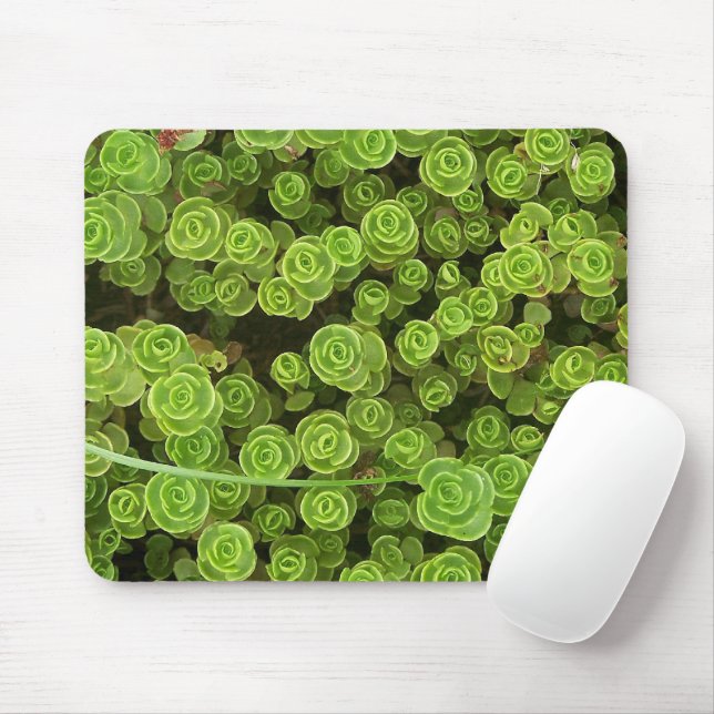 Green Sedum Garden Plant Mouse Mat (With Mouse)