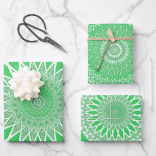 Green Seedling Tristyns Mandala Wrapping Paper Sheet