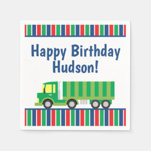 Green Semi Truck Party Napkins