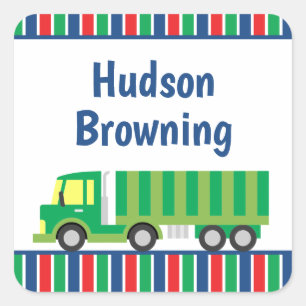 Green Semi Truck Personalised Stickers