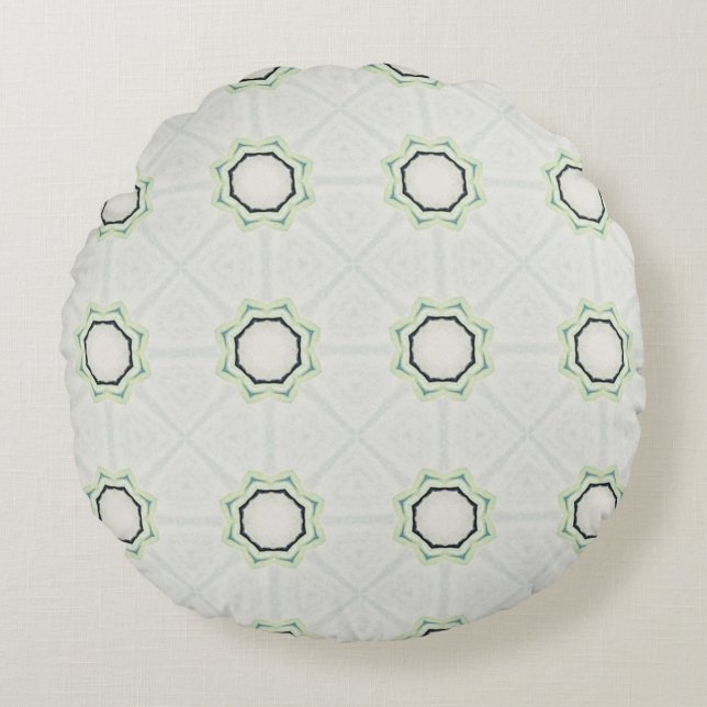 Green Serene Bloom Round Cushion (Front)