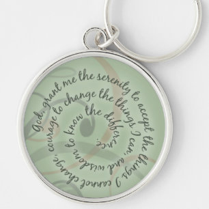 Green Serenity Prayer Keychain