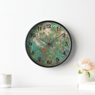 Green Serpentine/Chrysocolla Mineral Stone Wall Clock