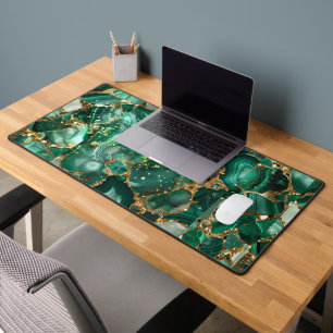 Green Serpentine & Gold Desk Mat