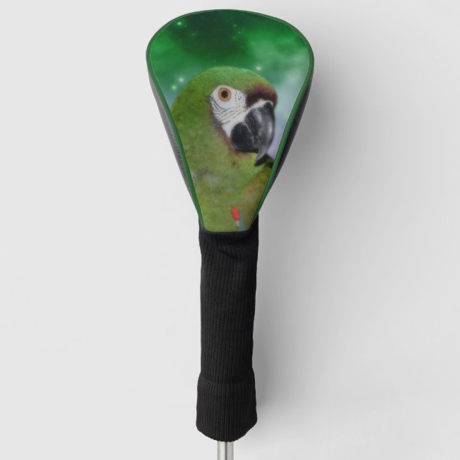 Green Severe Macaw Parrot Bird Art   Golf Head Cover (Front)