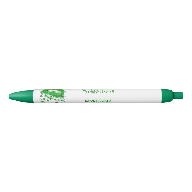 Green Sexy MMJ Lips Black Ink Pen (Front)