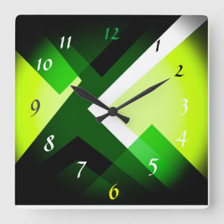 Green Shades Black Pattern Square Wall Clock