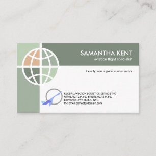 Green Shades Global Connections Aviation Pilot Business Card