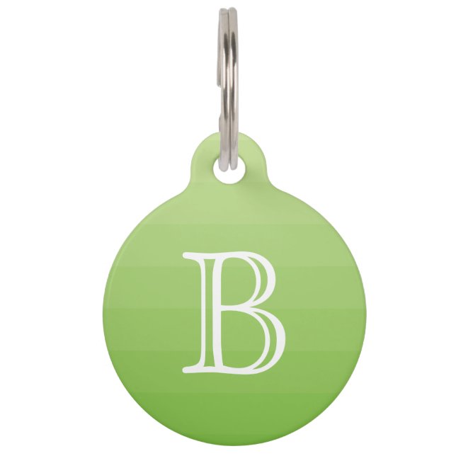 Green Shades Monogram Initial Pet Tag (Front)