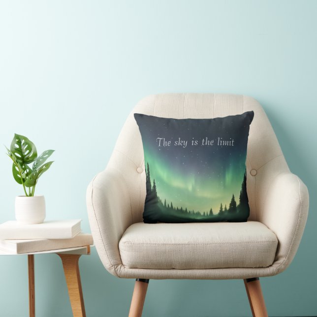Green Shades of Northern Lights Night Sky Cushion (Chair)