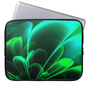 Green Shades Stylised Flower Half Corolla Laptop Sleeve