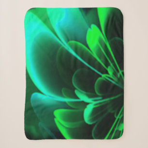 Green Shades Stylised Flower Half Corolla Sherpa Blanket