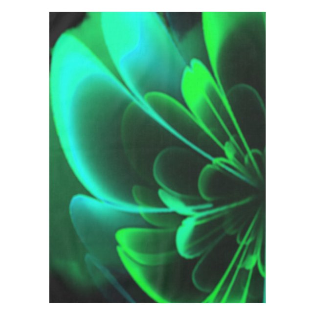 Green Shades Stylised Flower Half Corolla Tablecloth (Front)