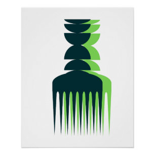 Green Shadow Afro Pick Poster