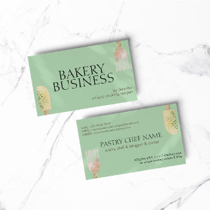 Green Shadow Soft Pastry Spoon Spatula Chef Bake Business Card