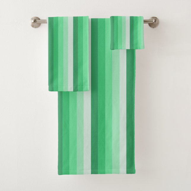 Green shadow stripes bath towel set (Insitu)