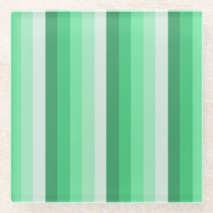 Green shadow stripes glass coaster