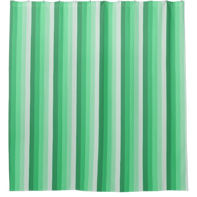 Green shadow stripes shower curtain (Front)