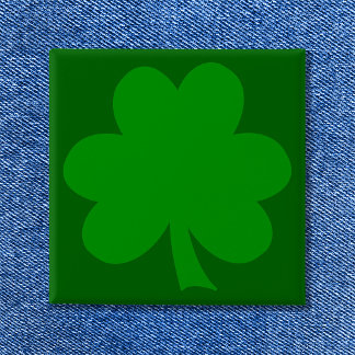 Green Shamrock 15 Cm Square Badge