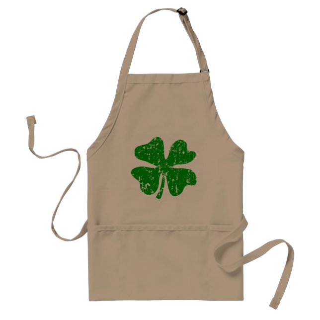 Green shamrock BBQ apron for men and women (Front)