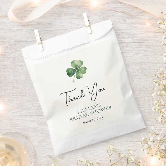 Green Shamrock Bridal Shower Favour Bags (Clipped)