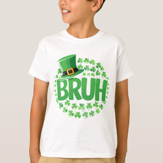 Green Shamrock Bruh Leprechaun Hat St Pat’s Outfit T-Shirt