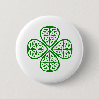 green shamrock celtic knot 6 cm round badge