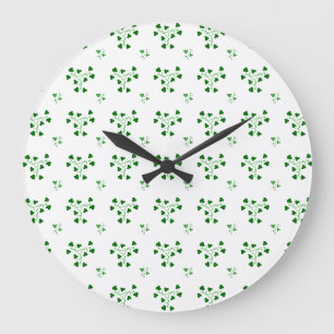 Green Shamrock Circles Wall Clock