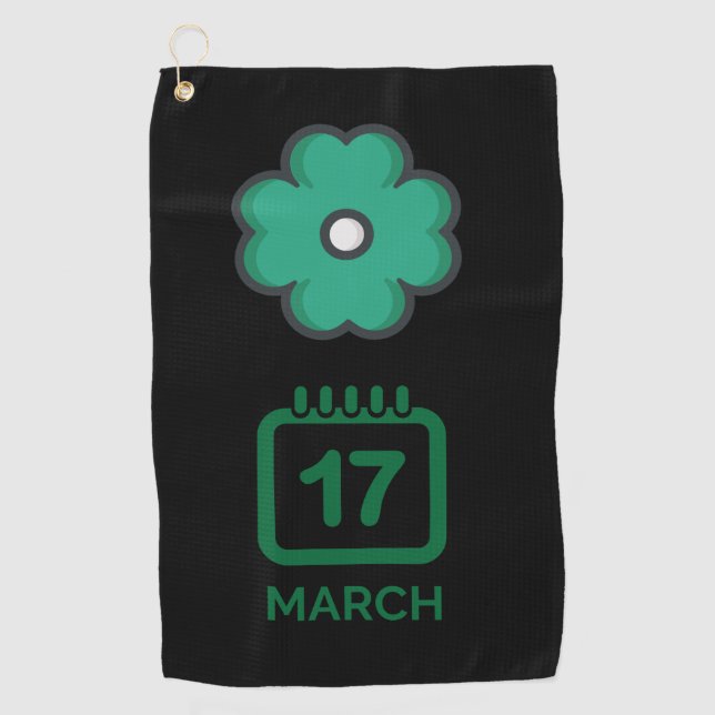 Green shamrock clover for St. Patrick's Day    Gol Golf Towel (Front)