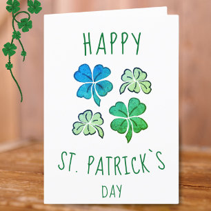 Green Shamrock Clover Happy St. Patrick`s day Holiday Card